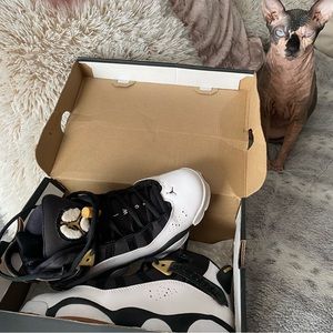 Size 5.5Y Jordan 6 Rings GG White/Gold/Black